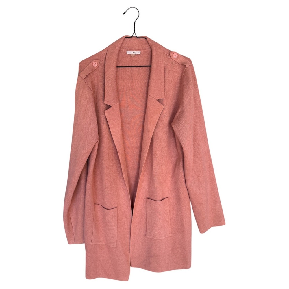 SIONI Womens XL Pink Knit Open Front Cardigan Sweater‎ blazer